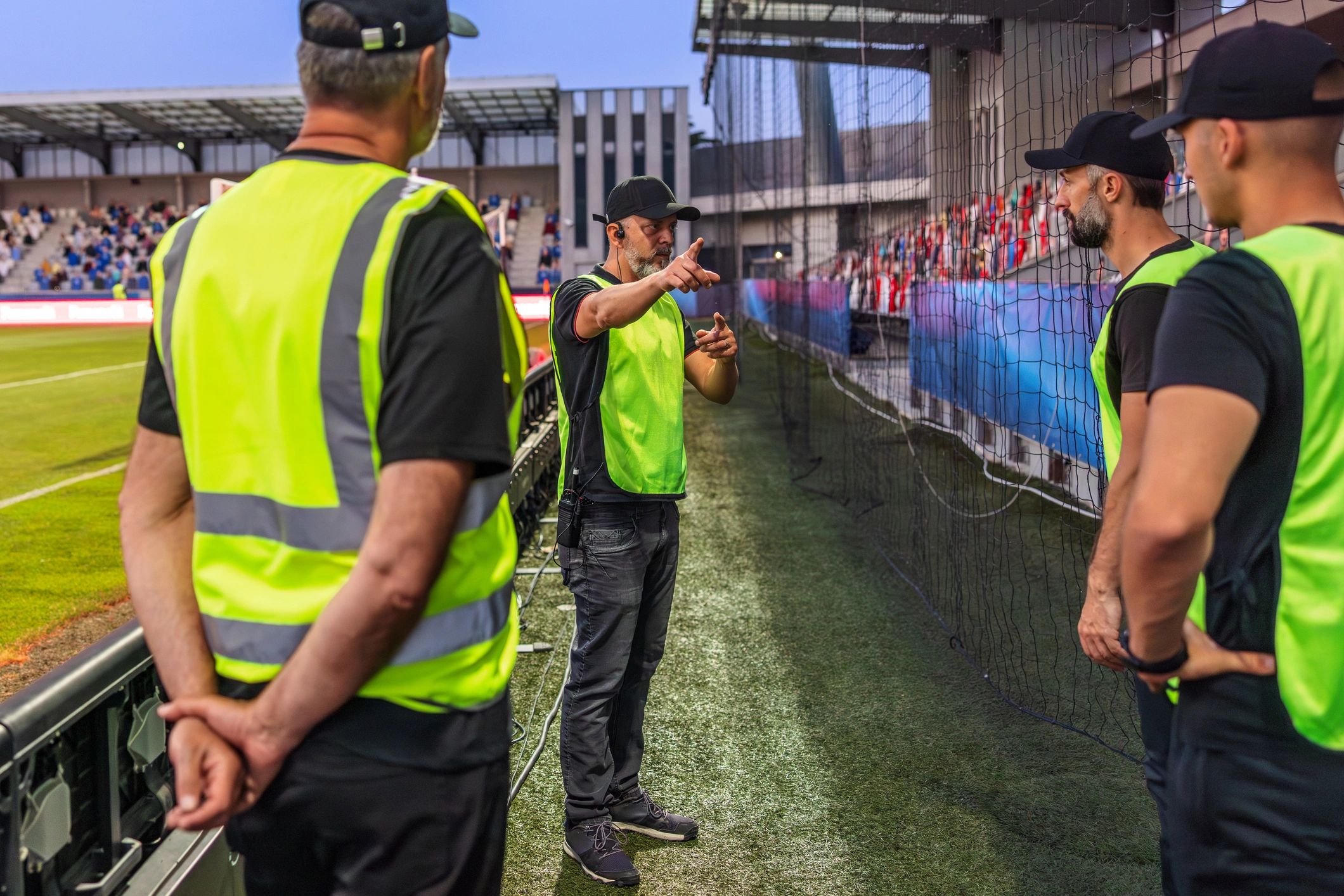 Security staff coordinating during an event