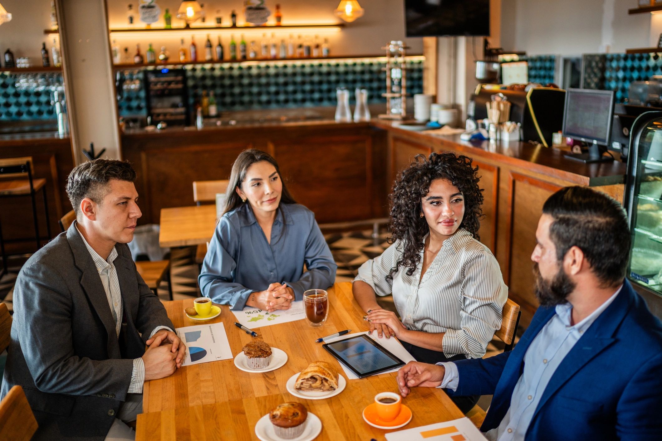 Team members working together in a restaurant environment